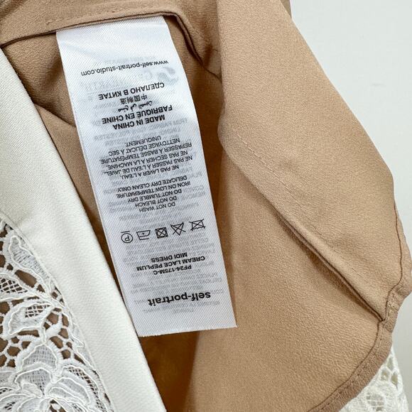 Self Portrait Cream Lace Peplum Midi Dress Wedding Bridal Cocktail US 2 NWT - Picture 14 of 16